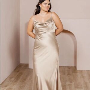 Revelry Bridesmaid Dress - Skye Satin, Gold Champagne